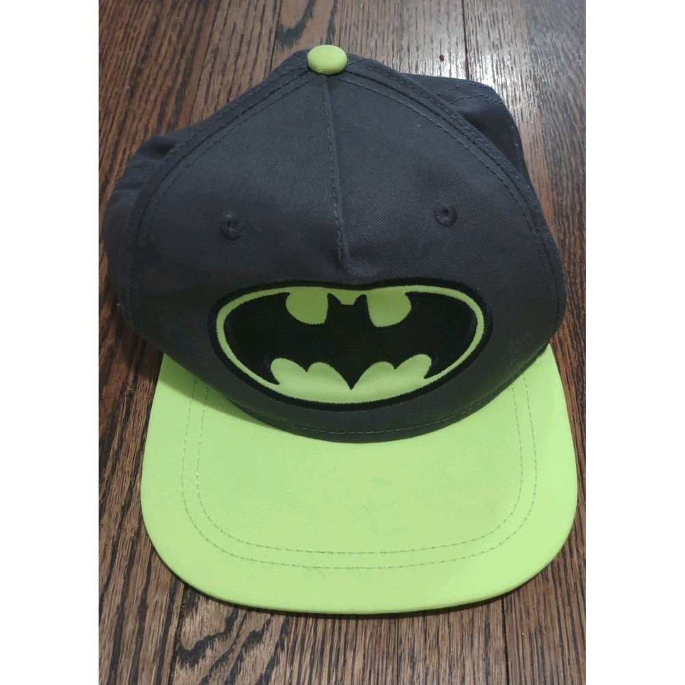DC Comics Batman Hat Youth Boys Charcoal Grey Neon Lime‎ Green Snapback Cap